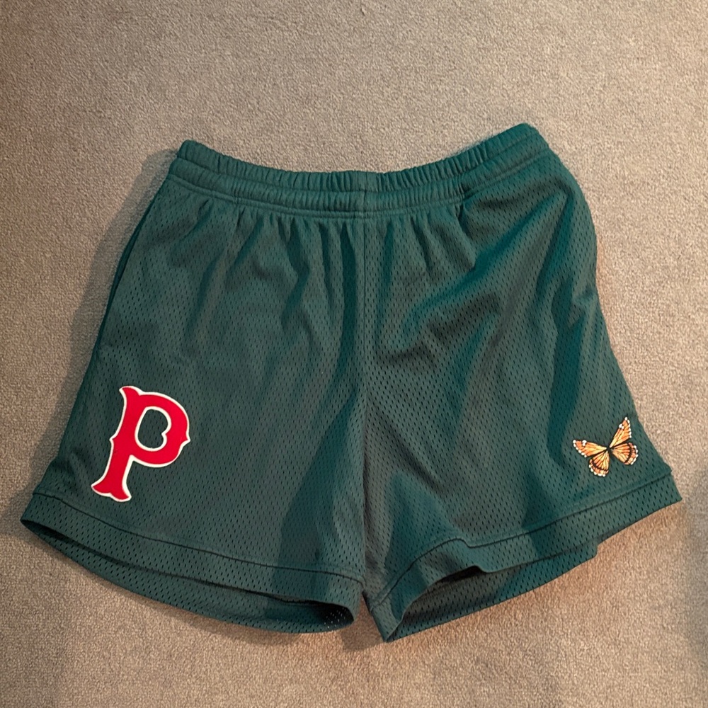 Green PARADISE Shorts with Butterfly Patch